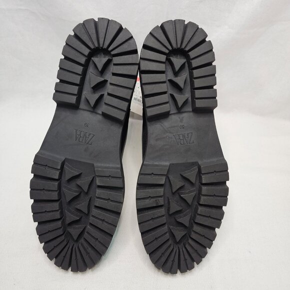NEW Zara Z1B Chunky Black Leather Chelsea Pull On Boots Women's Size: 39 US 8 - Picture 9 of 11